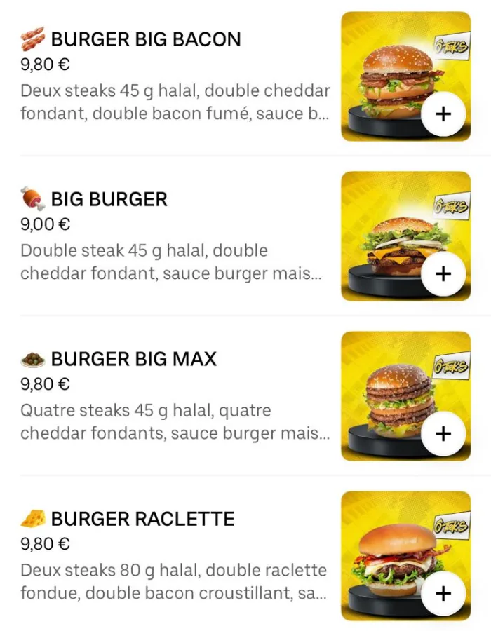 Exemple de menu burger retravaillé avec des photos homogènes