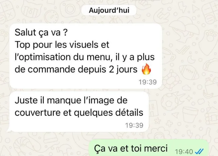 Message d'un restaurateur client d'ElevateLab