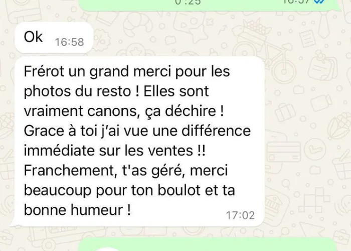 Message d'un restaurateur client d'ElevateLab